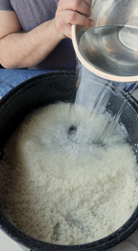 Calrose rice and water